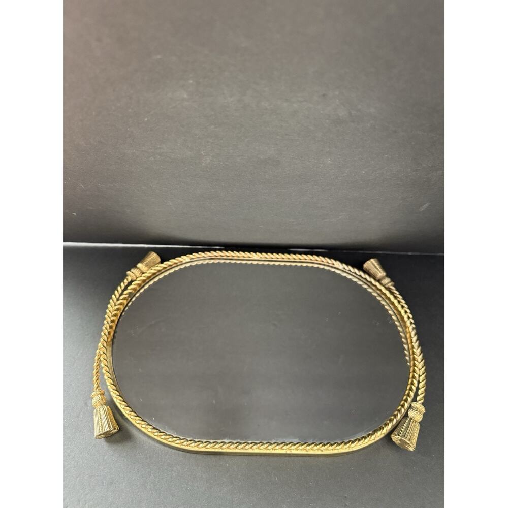 Godinger Silver Art Co Ltd Gold Rope Co Mirror Tassel Hollywood Regency MCM
